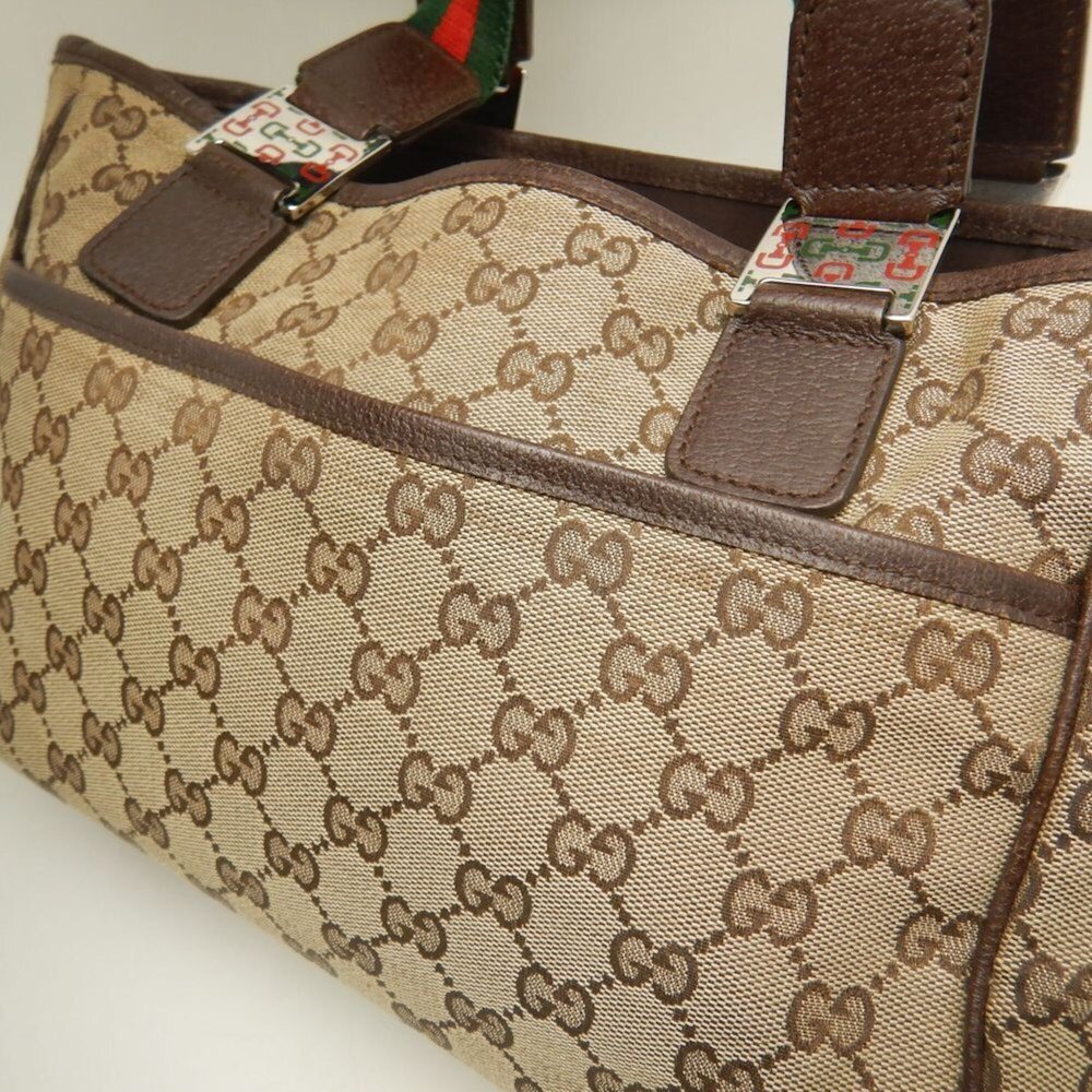 GUCCI Sherry Line 105810 Handbag GG Canvas x Leather Beige Women's 253780 - Picture 5 of 16